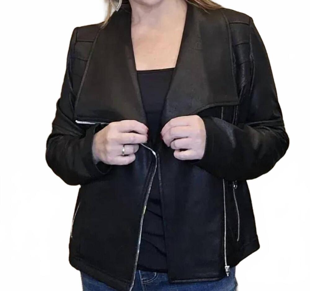 NEW CLARA SUNWOO liquid leather jacket in black